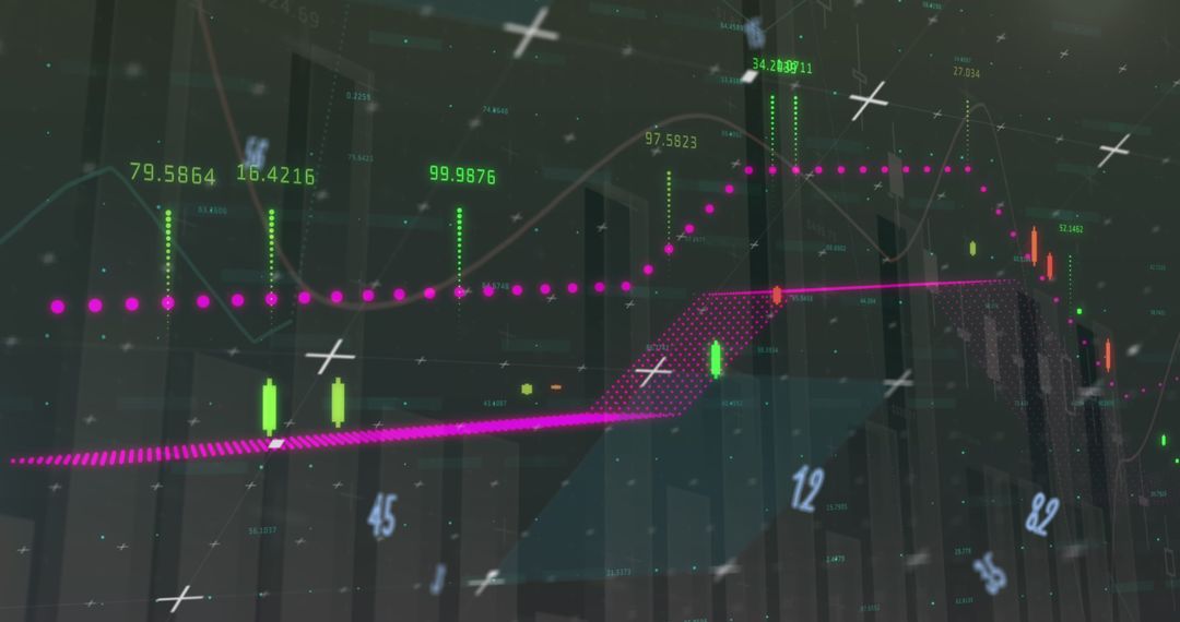 Abstract Digital Interface with Glowing Data Metrics