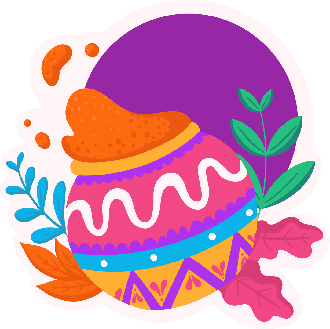 Decorated Festive Pot with Orange Powder and Leaves on Transparent Background