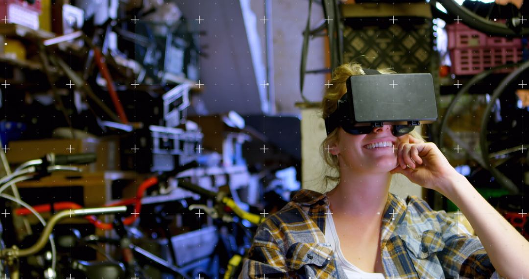 Woman Enjoying VR Experience in Erg workshop