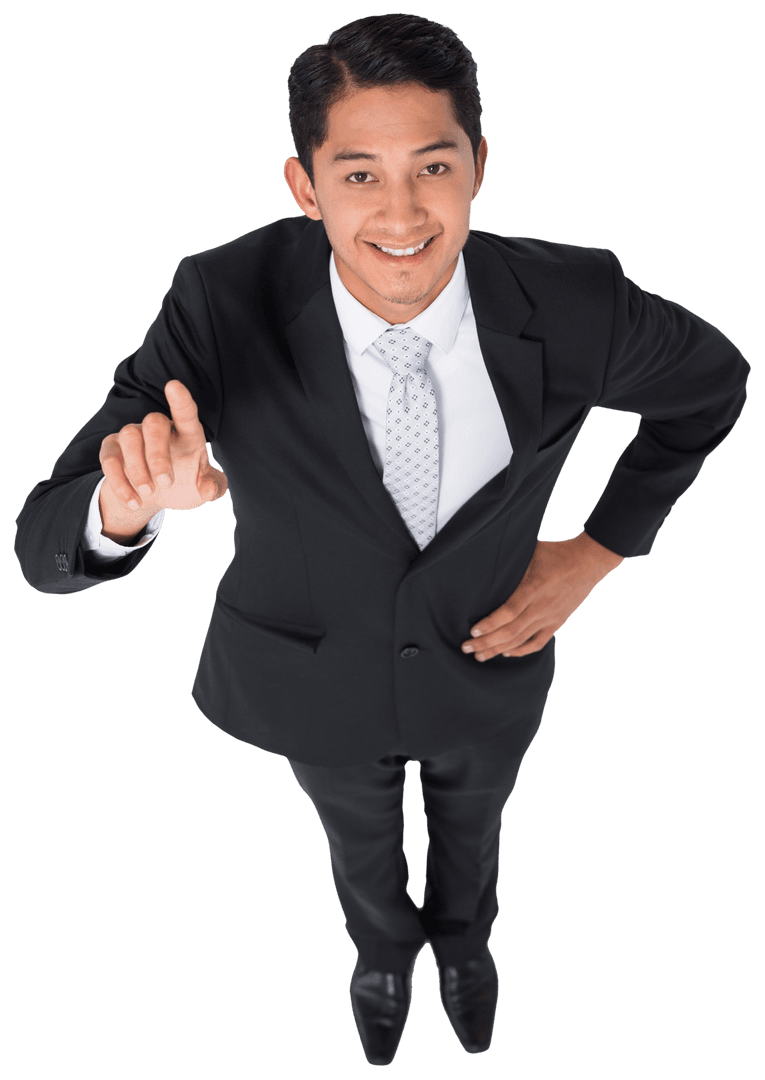 Transparent View of Confident Businessman Pointing