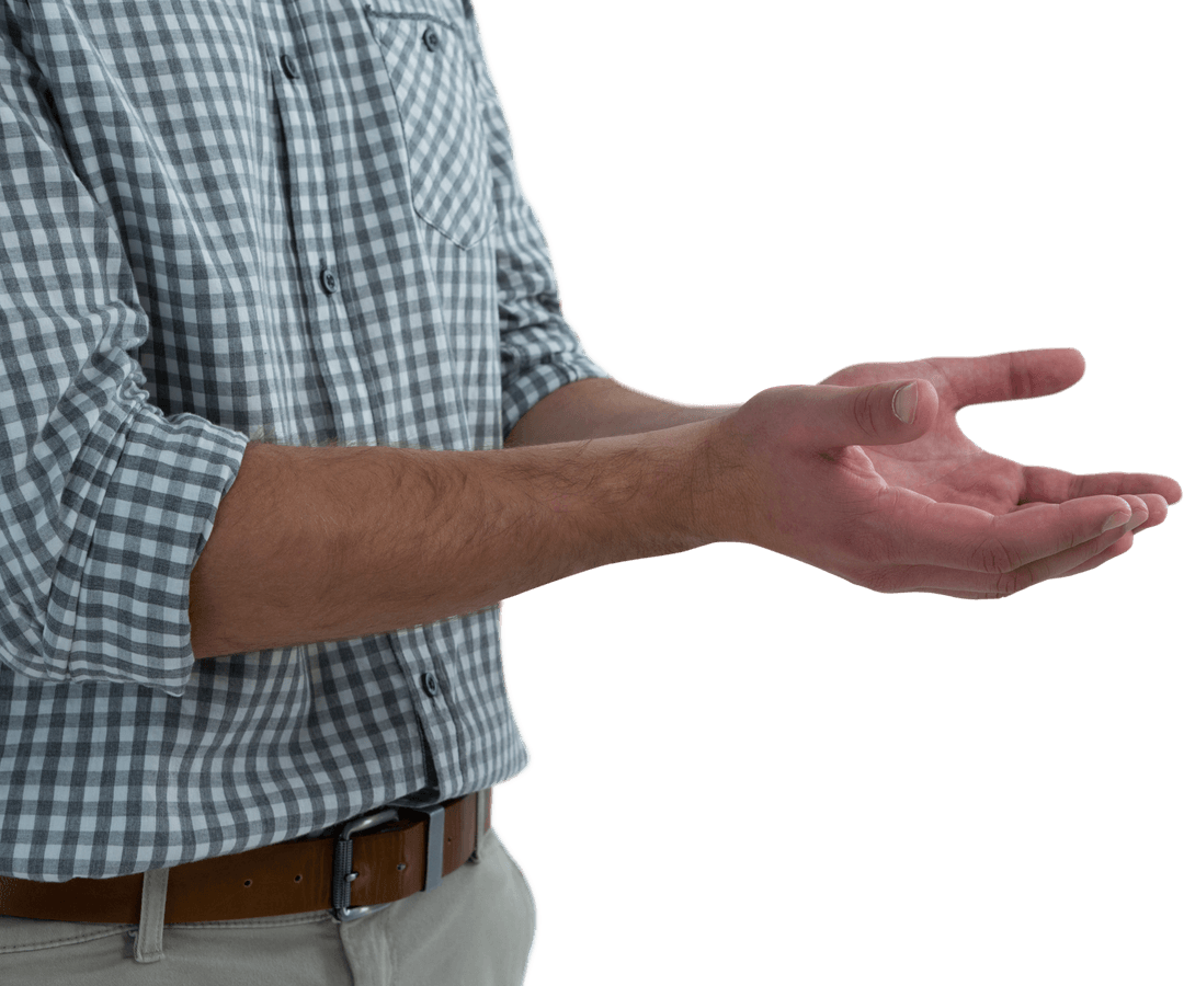 Transparent Gesture of Mid-Section Man with Cupped Hands