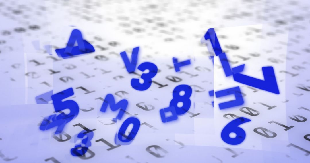 Abstract Floating Numbers and Letters on Light Background