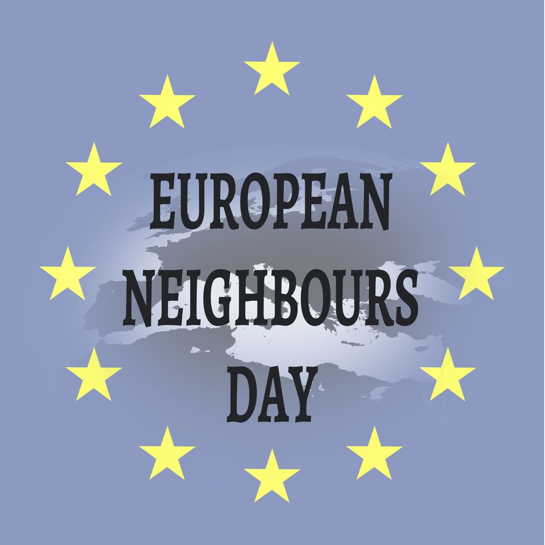 European Neighbours Day Celebration with EU Flag and Map