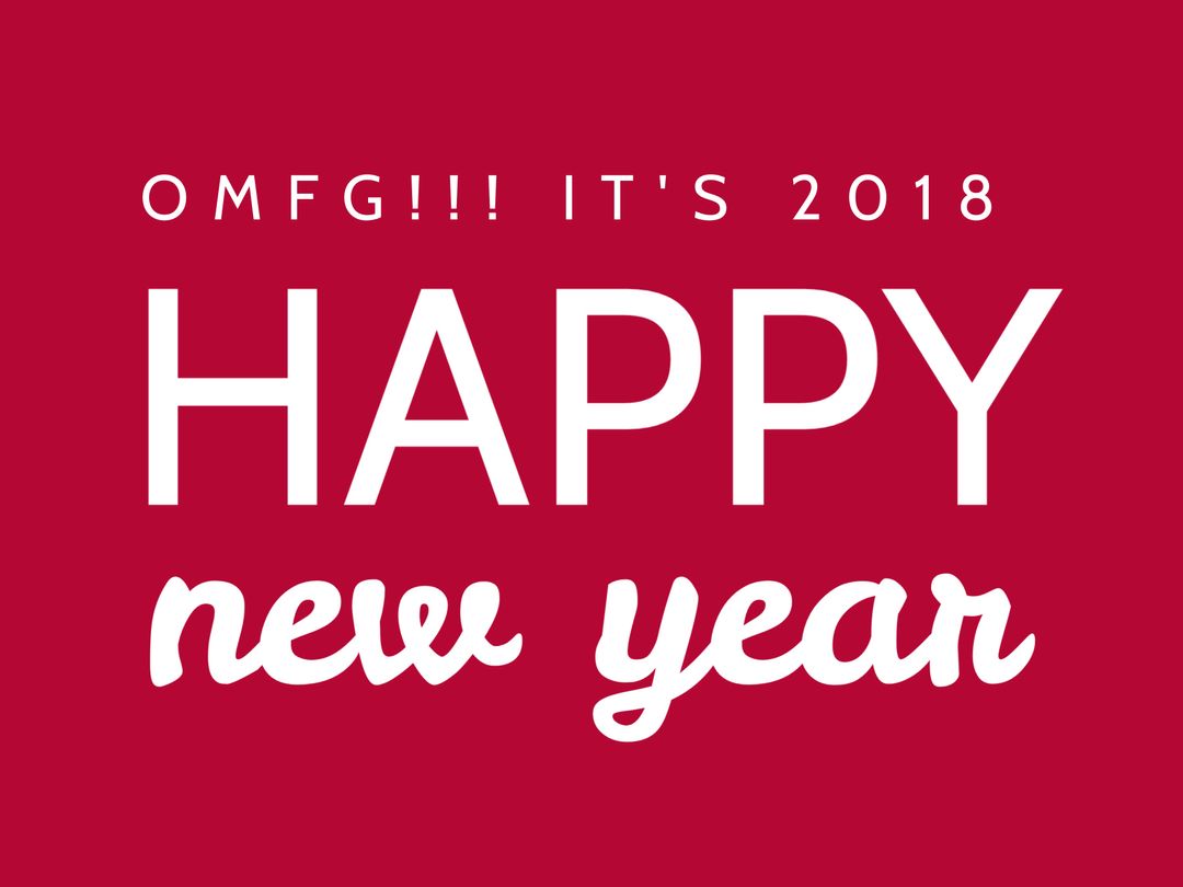 Bold 2018 New Year Celebration Text on Red Background