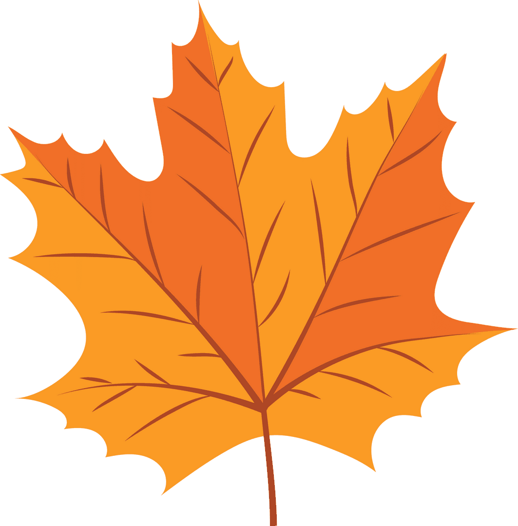 Vibrant Maple Leaf in Flat Design with Transparent Background