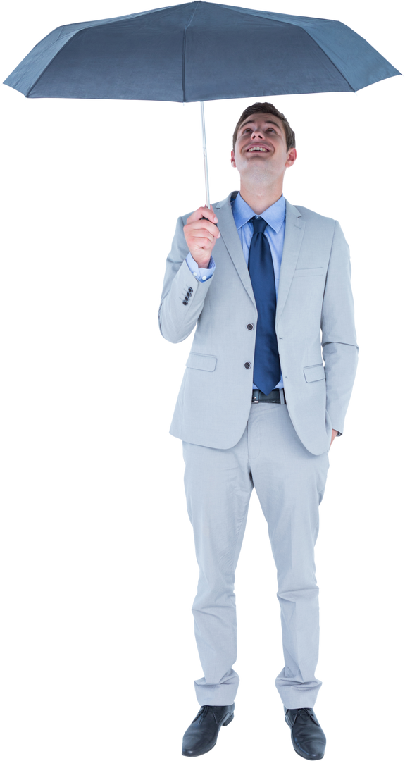 Transparent Businessman Holding Umbrella in Grey Suit - Download Free Stock Images Pikwizard.com