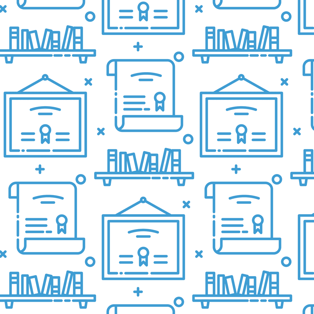 Transparent Blue Diploma Patterns Repeated on Clear Background