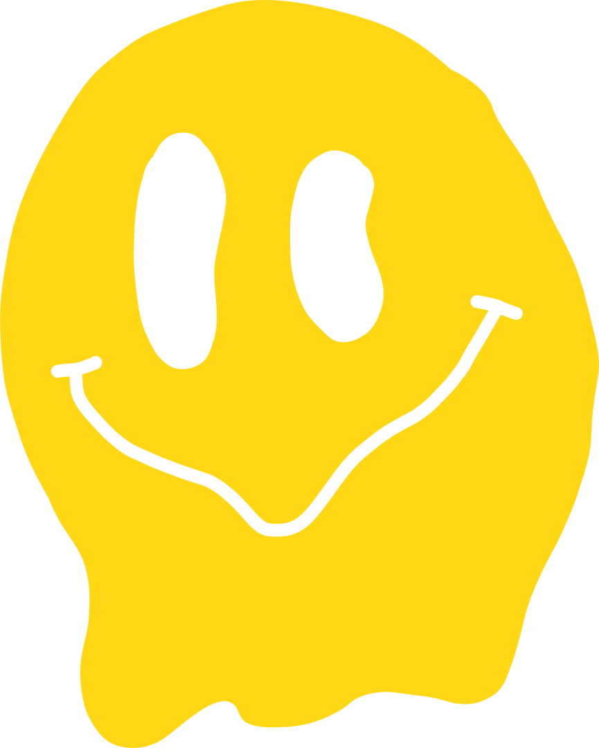 Transparent Yellow Melting Smiley Blob with Oval Eyes Minimalist Design
