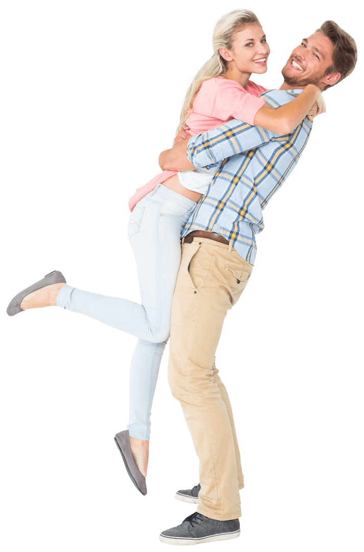 Joyful Couple Embracing in Loving Transparent Moment