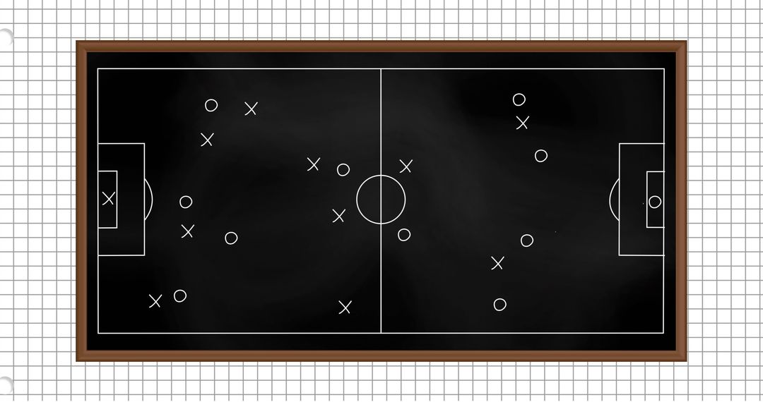 Chalkboard Soccer Strategy with Player Positions and Movements
