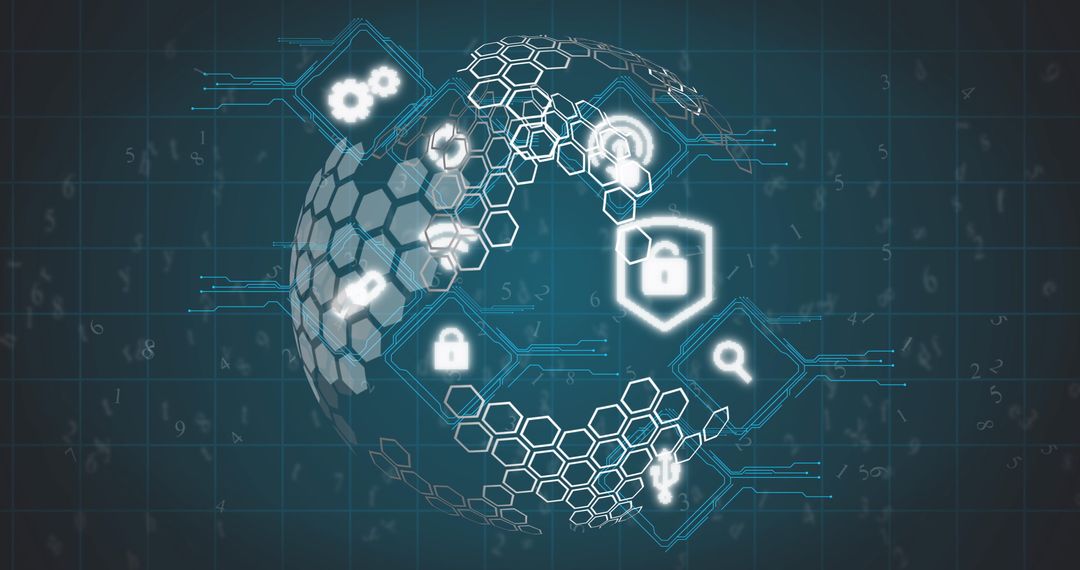 Futuristic Digital Globe Connected to Network Security Icons