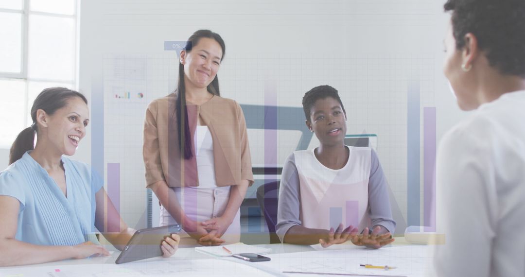 Business Team Collaborating with Financial Data Retain Focus