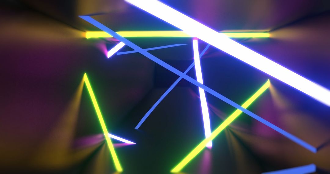 Vibrant Neon Light Lines on Dark Background with Motion