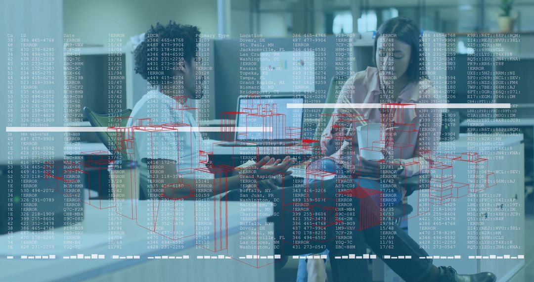 Business Professionals Engaging with Holographic Data Display