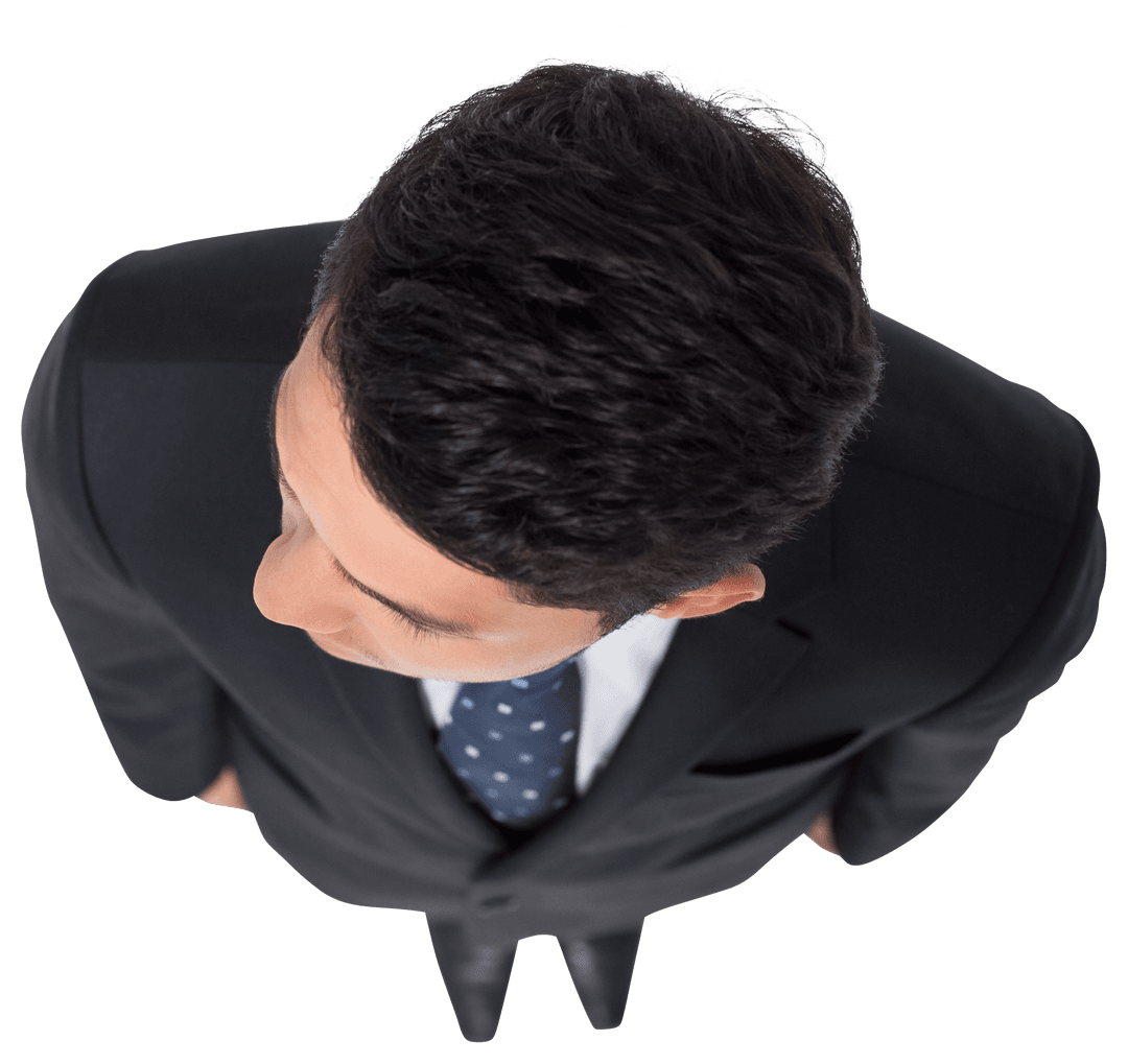 Transparent Background of Businessman Viewed from Above