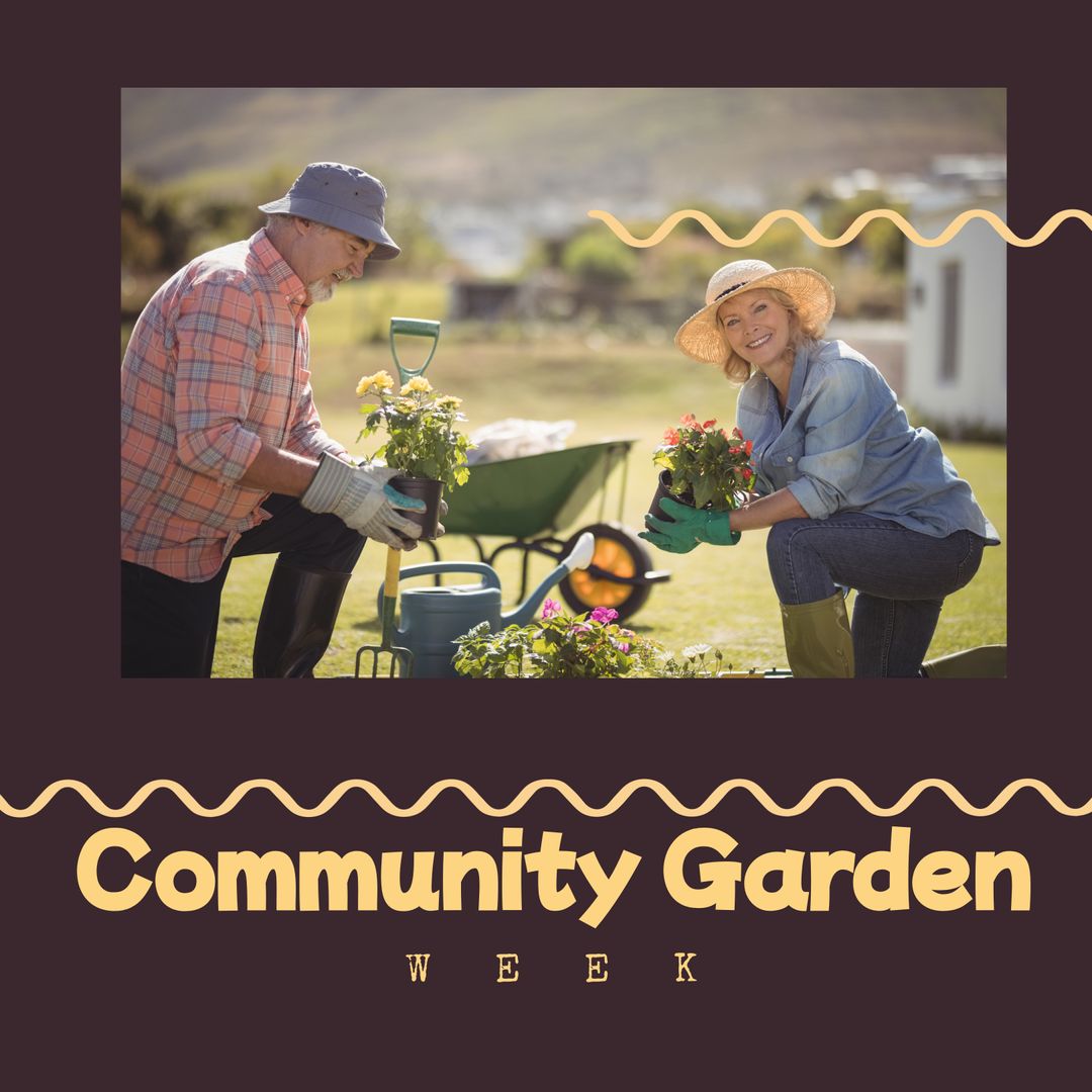 Senior Couple Enjoying Community Gardening Outdoors