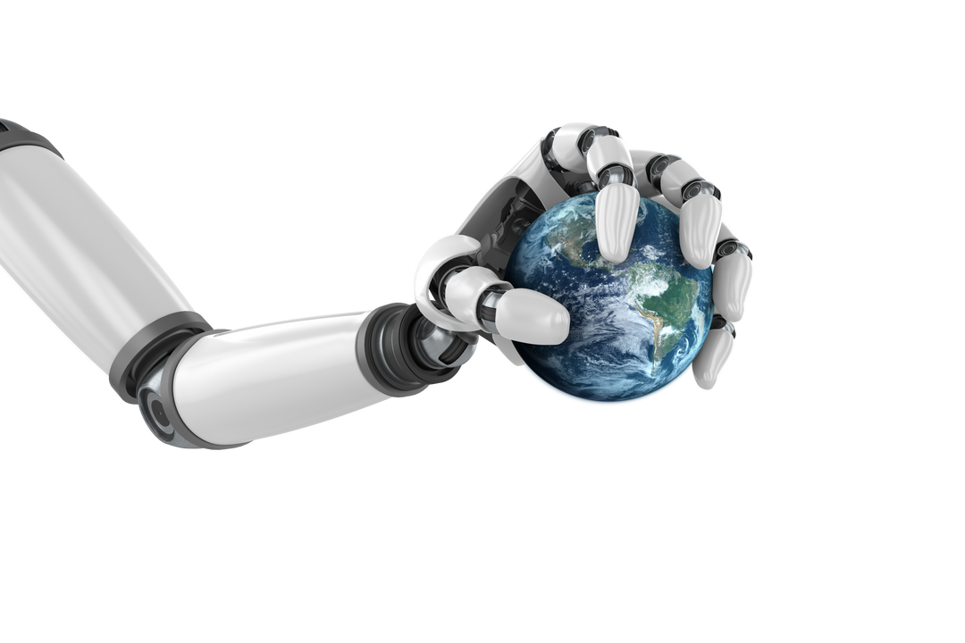 Robotic Hand Holding Globe on Transparent Background - Download Free Stock Images Pikwizard.com