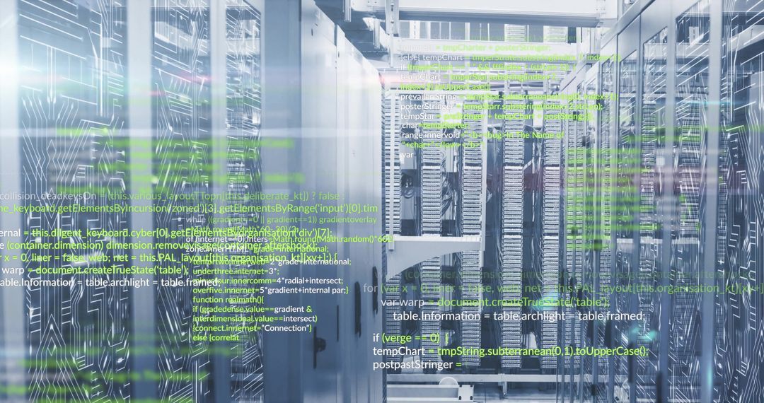 Secure Data Center with Floating Code Overlay for Cybersecurity Theme