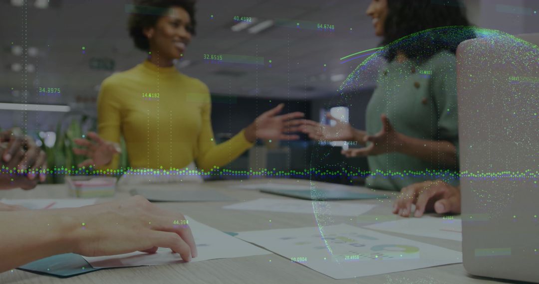 Diverse Team Collaborating on Data-Driven Strategy in Modern Office