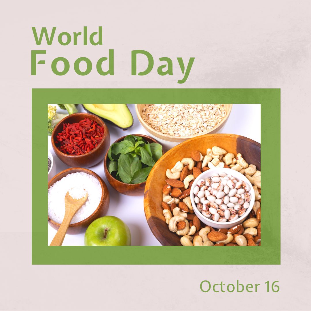 World Food Day Concept with Bowls of Fresh Ingredients