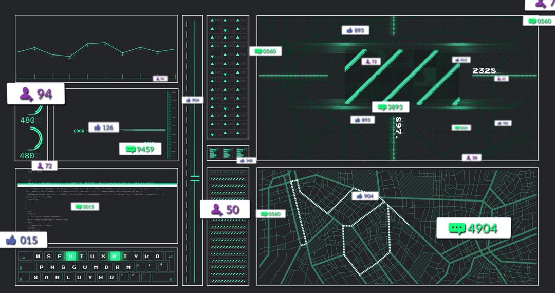 Digital Interface with Social Media Metrics and Maps