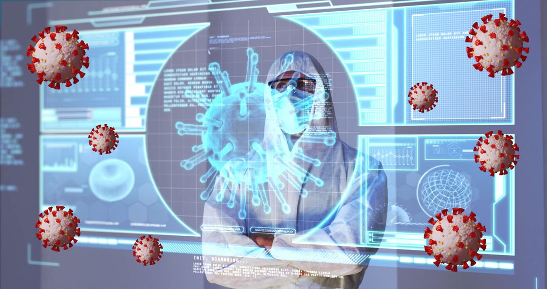 Doctor in PPE Analyzing Coronavirus Data Visualization