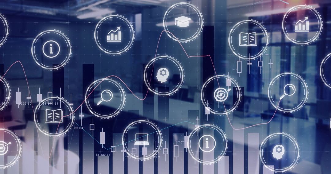 Futuristic Office with Data Analytics Visualization