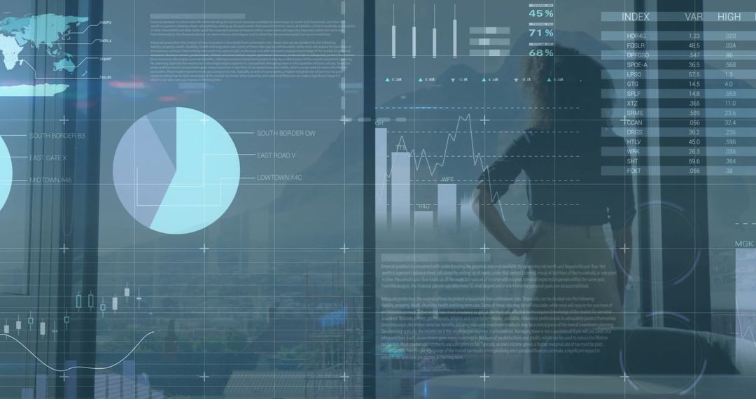 Businesswoman Analyzing Financial Data on Virtual Interface