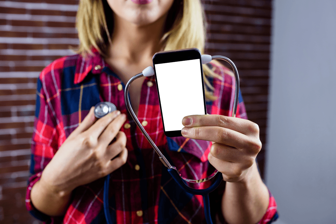 Transparent Concept Woman Merging Technology and Healthcare Tools