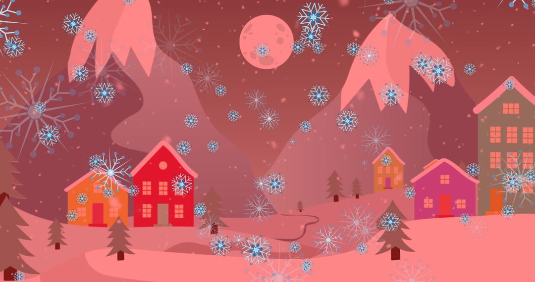 Magical Snow Falling Over Festive Winter Landscape