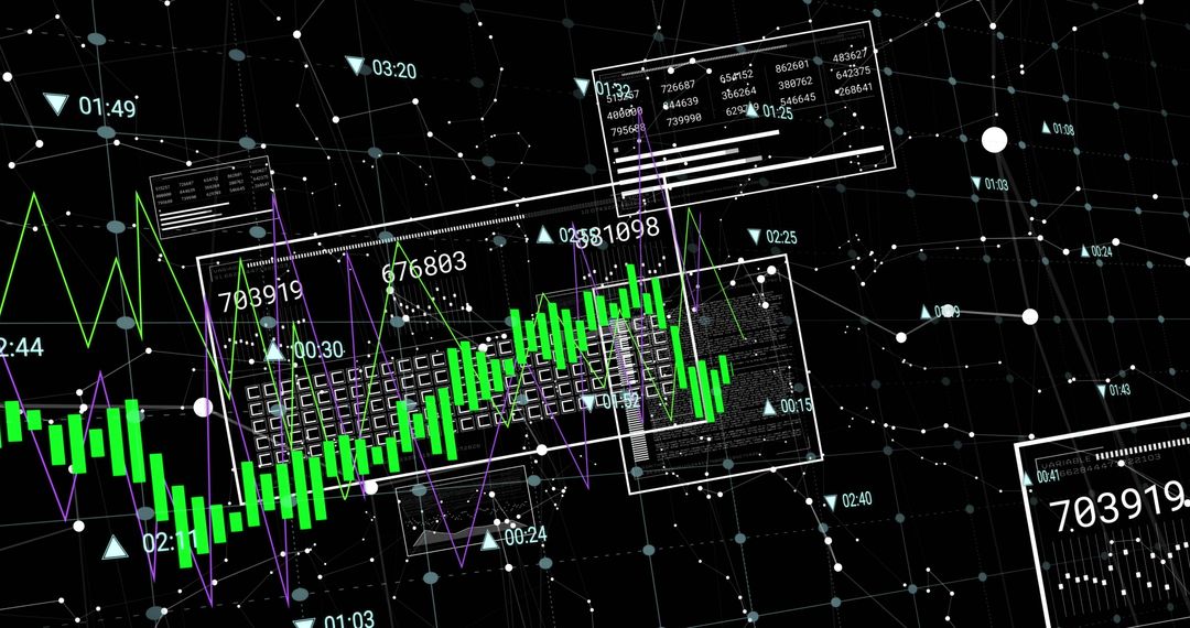Futuristic data graph with digital interface elements
