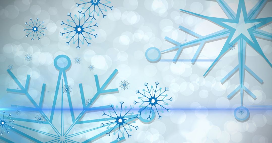 Abstract Blue Snowflakes Creating Winter Atmosphere