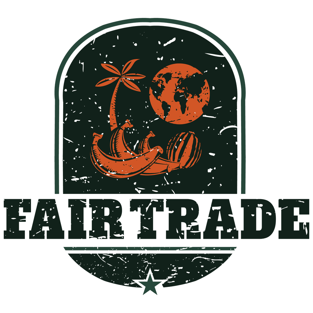 Eco-Friendly Transparent Fair Trade Label with Earth and Fruits