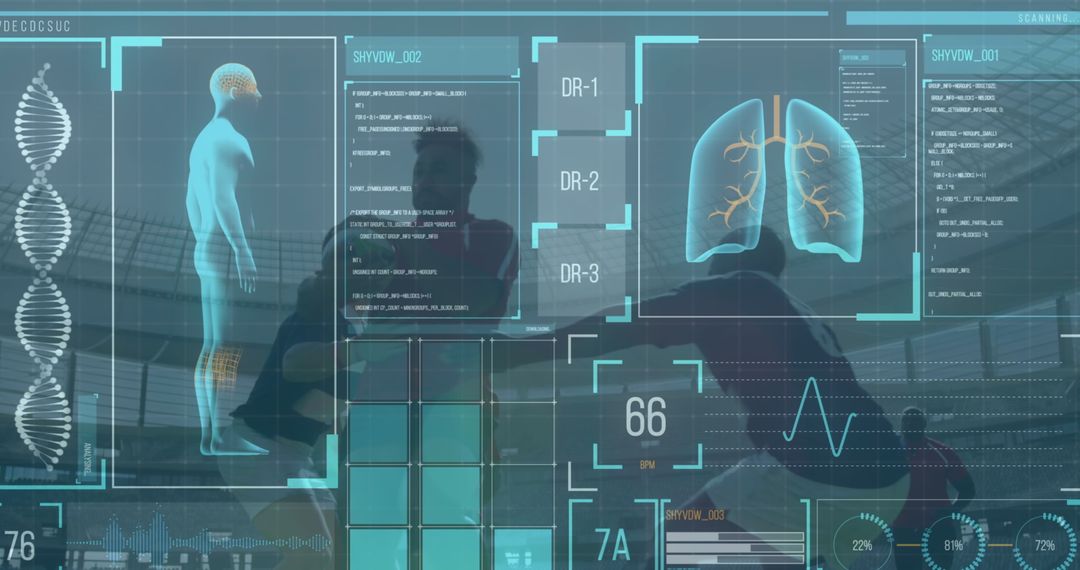Futuristic Sports Data Analysis Interface with Athletes
