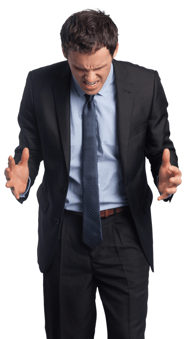 Angry Caucasian Businessman with Transparent Background