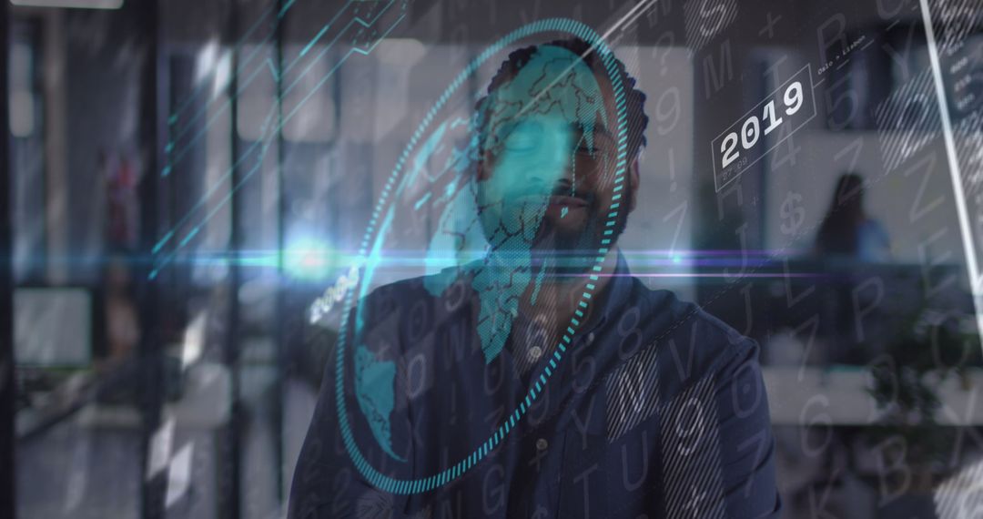 Businessman Analyzing Financial Projections with Digital Interface