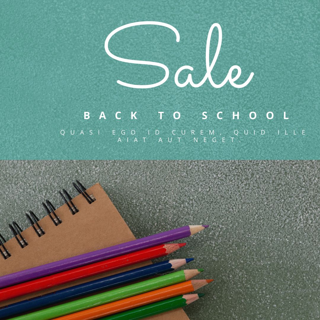 Back to School Sale Promotion with Colorful Pencils and Notebook