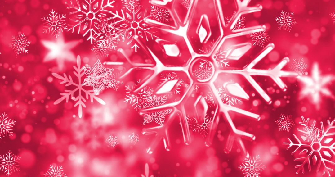Red Festive Background with Falling Snowflakes and Light Spots