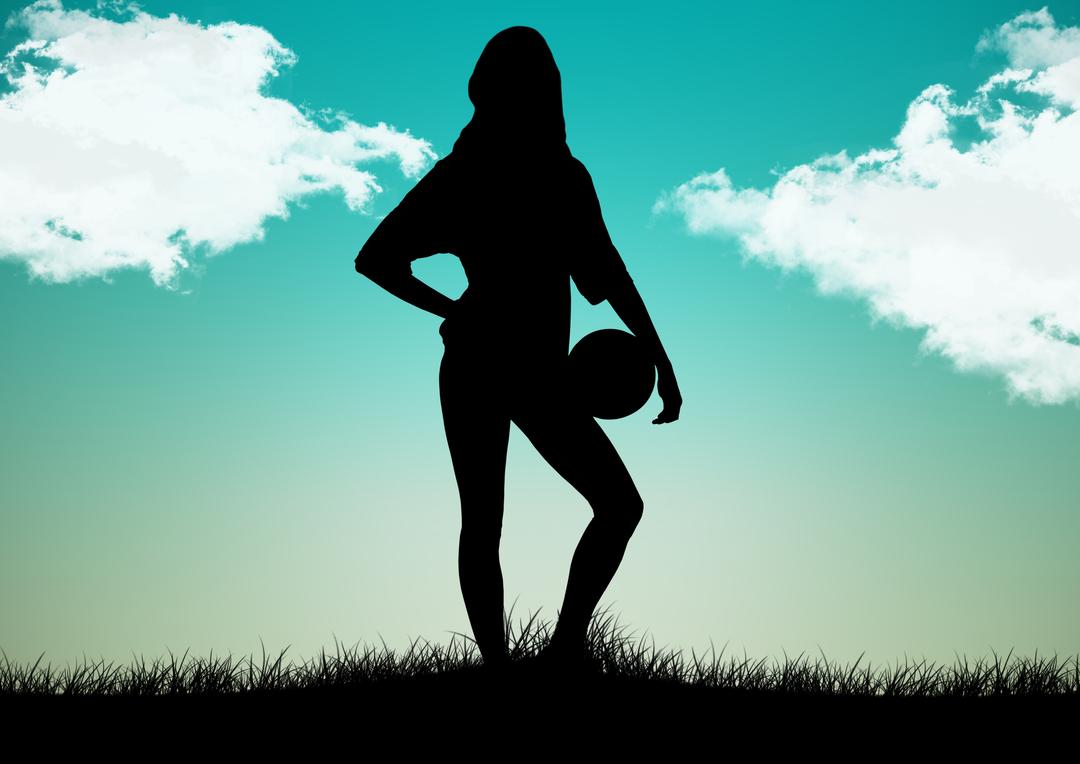 Silhouette of Female Athlete Holding Ball at Dusk - Free Images, Stock Photos and Pictures on Pikwizard.com