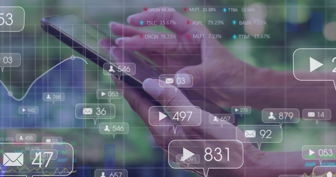 Woman Engaging with Digital Analytics on Smartphone Outdoors