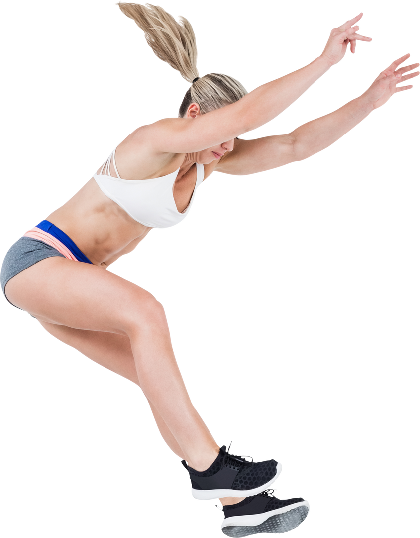 Caucasian Female Athlete Jumping - Transparent Background - Download Free Stock Images Pikwizard.com