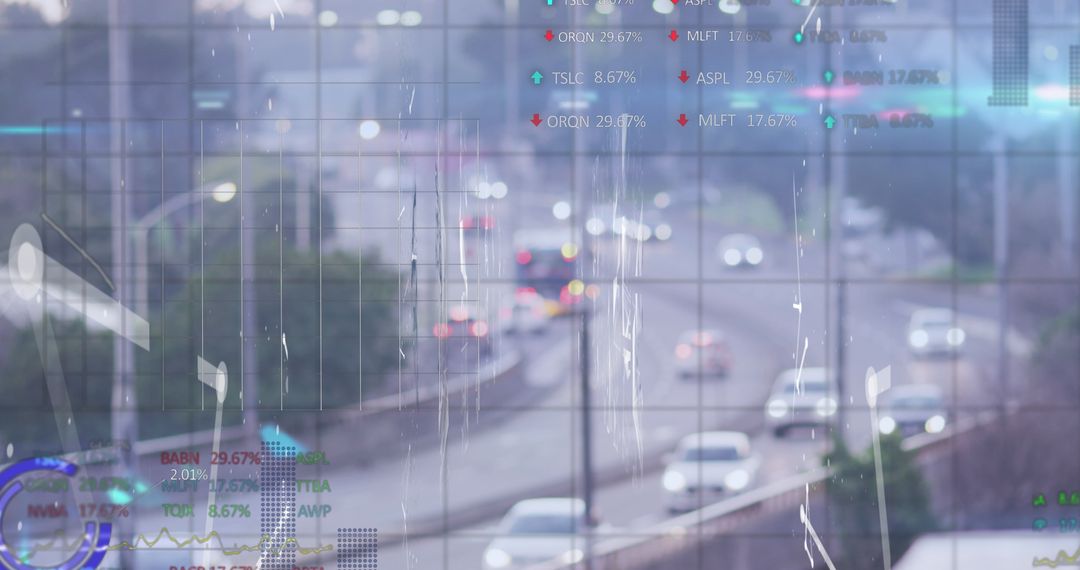 Digital Data Overlay with Urban Traffic Background