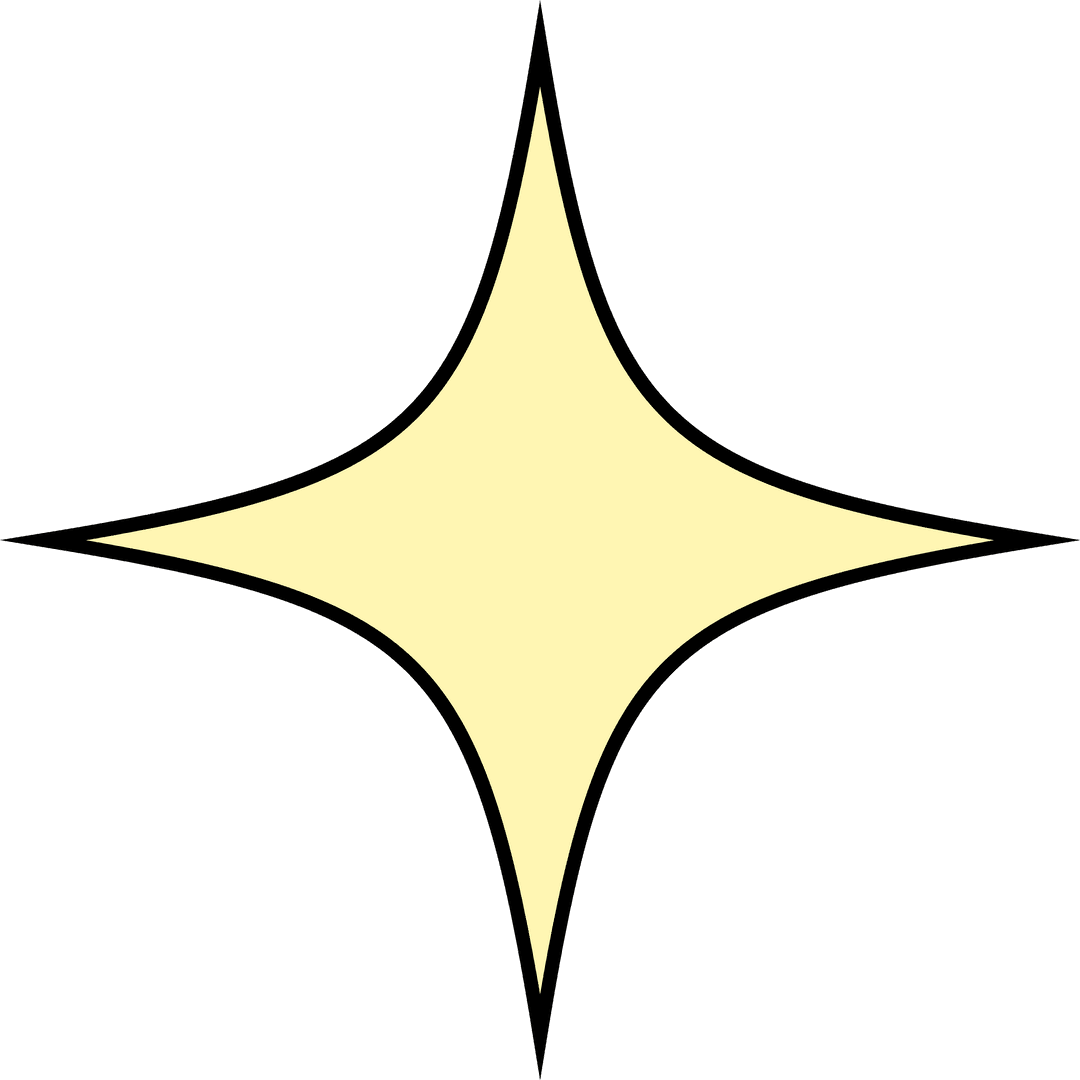 Shining Four-Pointed Yellow Sparkle Icon on Transparent Background