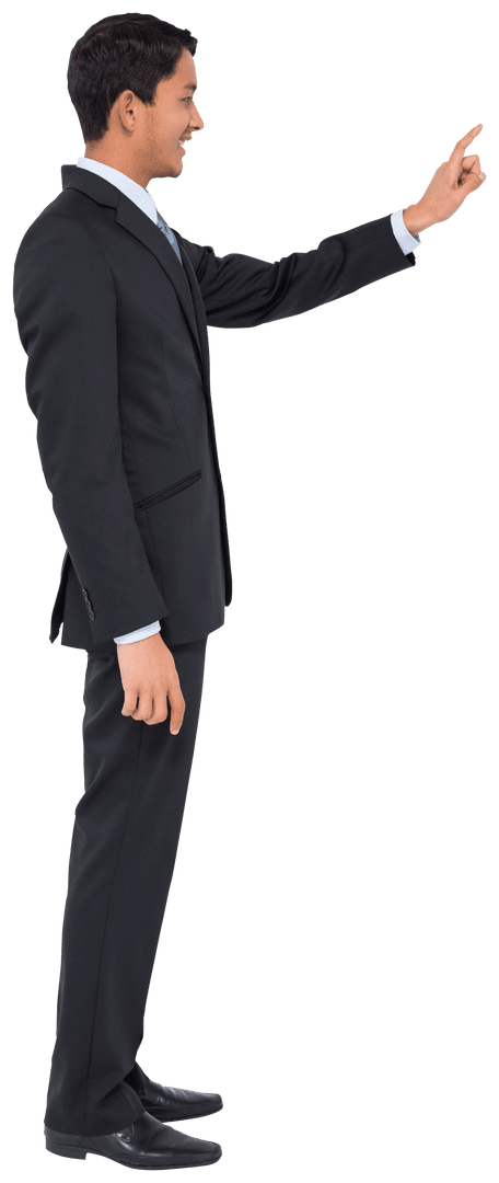 Asian Businessman Pointing Success Transparent Background