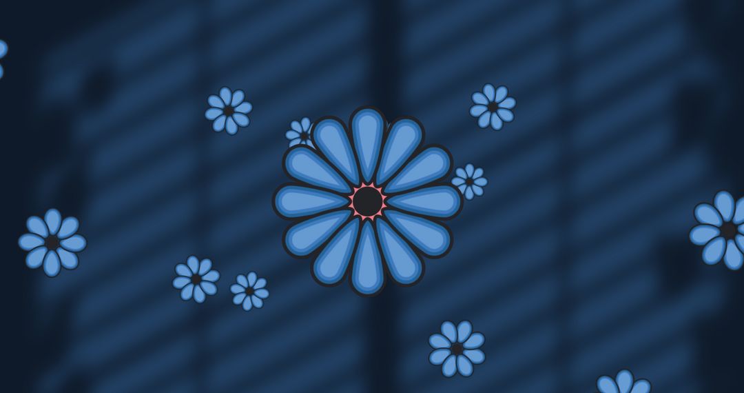 Blue Floral Pattern with Window Shadow on Navy Background