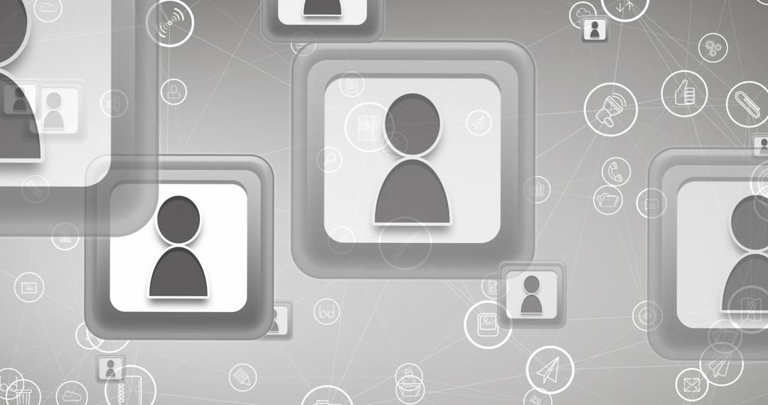 Abstract Social Media Communication Network on Gray Background