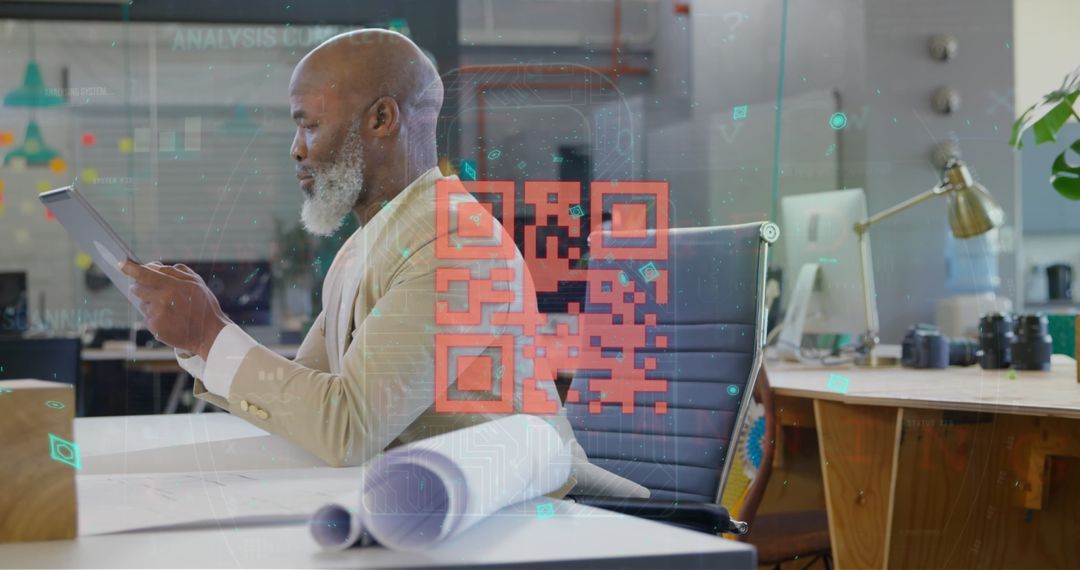 Businessman Analyzing Data in Modern Virtual Environment