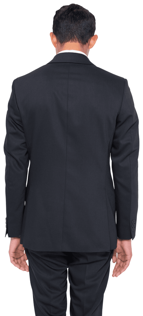 Back View of Biracial Businessman Looking Down, Transparent Background