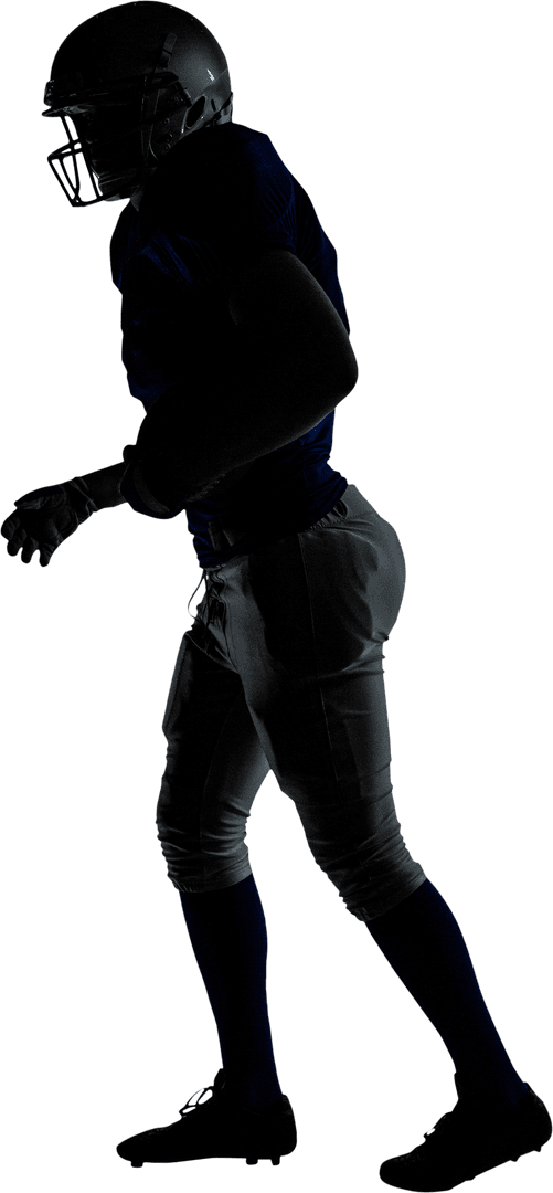 Silhouette of an American Football Player with Helmet and Gear