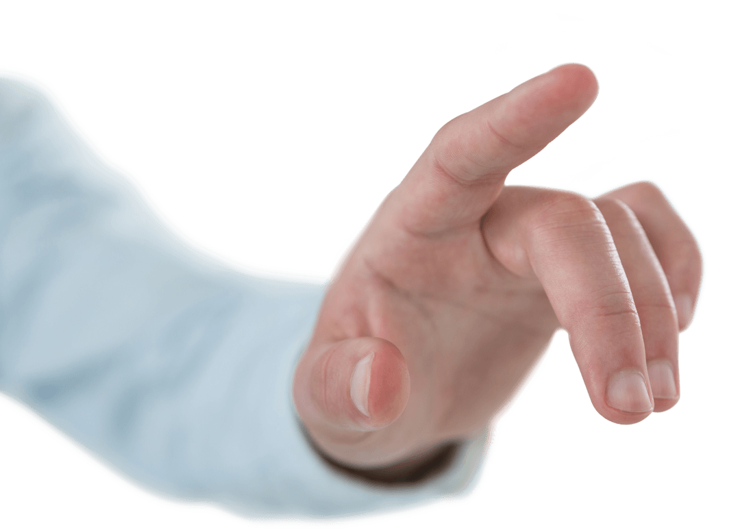 Innovative Touchscreen Interaction by Businessman on Transparent Background